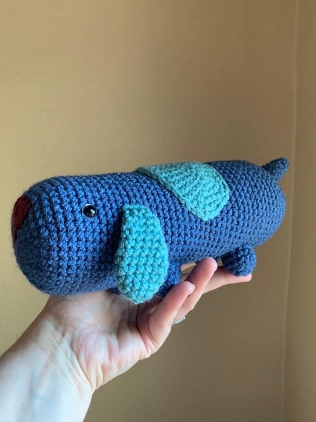 Crochet Dog Toy, Bluey Longdog, Longdog, Amigurami, Blue Dog Toy