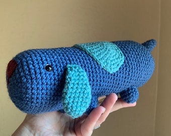 Crochet dog toy, Bluey Longdog, Longdog, amigurami, blue dog toy, handmade toy, crochet doll, dog squishy, Bluey Bingo toy