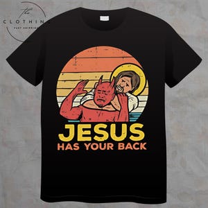 Jesus Has Your Back Jiu Jitsu Retro Christian T-shirt, Cotton Vintage Tee for Women and Men, Short Sleeve Hoodie Sweatshirt Style Top