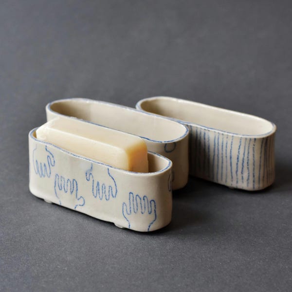 Ceramic soap dish, handmade | Design, drawing | quick-drying, dishwasher-safe
