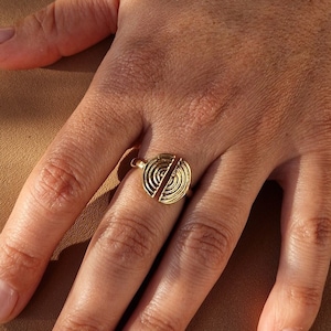 Gold Disc Ring, Open Gold Ring, Open Statement Ring, Unique Gold Jewelry, Unique Statement Ring, Hammered Disc Ring, Full Moon Ring, Modern