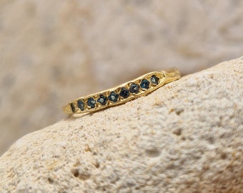 Blue Topaz Ring, Topaz Stacking Ring, half eternity band for women, half eternity band london blue topaz,gold twig ring,twig ring with stone