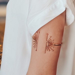 Upper Arm Bracelet, Upper Arm Band, Body Jewelry, Sun Cuff Bracelet, Gold Upper Arm Cuff, Gold Arm Bracelet, Armlet, Wide Arm Bracelet