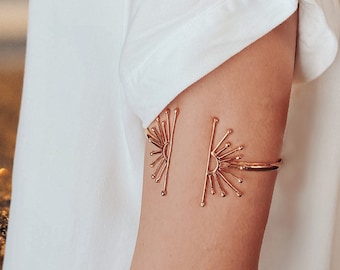 Upper Arm Bracelet, Upper Arm Band, Body Jewelry, Sun Cuff Bracelet, Gold Upper Arm Cuff, Gold Arm Bracelet, Armlet, Wide Arm Bracelet