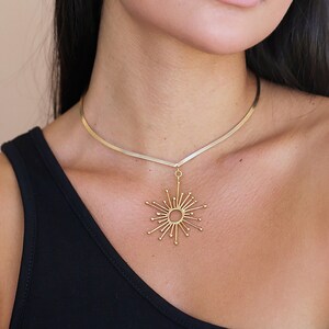 Gold Sun Necklace, Gold Sun Choker, Boho Bridal Necklace, Gold Celestial Necklace, Sunshine Necklace, Sun Necklace, Bohemian Wedding Jewelry image 6