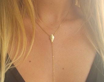 Gold Y Necklace, Gold Drop Necklace, Long Lariat Necklace, Long Y Necklace, Gemstone Lariat Necklace, Daughter Christmas Gift, Gift for Wife