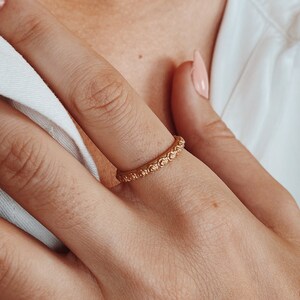 Stackable Flower Ring 14k Gold Floral Band 14k Gold Flower - Etsy