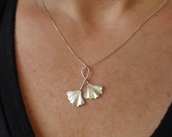 Leaf Pendant Necklace, Leaf Charm Necklace, Nature Jewelry, Large Pendant Necklace, Organic Necklace, Statement Leaf Necklace, Ginkgo