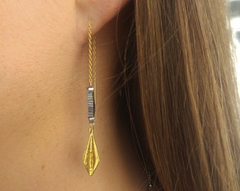 Thread Earrings, Ear Threader Earrings, Gold Chain Earrings, Long Threader Earrings, Gemstone Chain Earrings, Chain Earring Double Piercing