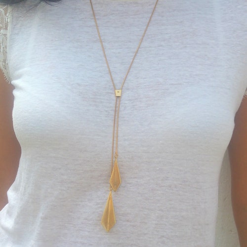 Gold Drop Necklace, Gold Lariat Necklace, Gold Back Drop Necklace, Long Y Necklace, Long Lariat Necklace, Gold Pendant Necklaces for shops Women