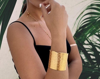 Statement Bracelet, Bohemian Bracelet, Bohemian Jewelry, Cuff Bracelet, Wide Cuff, Gold Cuff, Hammered Cuff, Unique Cuff, Snake Cuff