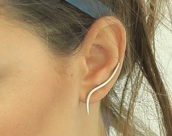 Pendientes trepadores de plata, pendientes trepadores de plata, pendientes trepadores largos de plata, pendientes trepadores minimalistas, regalo de Navidad para mamá