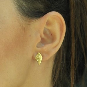 14k Gold Stud Earrings, 14k Gold Geometric Earrings, Unique 14k Gold Earrings, Unique 14k Gold Jewelry, Spike Earrings, Edgy Earrings