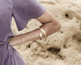 Arm Armband, Gold Manschette Armband, Körper Schmuck, Arm Zubehör, breite Manschette, Boho Gold Armband, Statement Armband, offene Manschette Armband