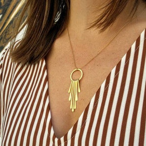 Gold Tassel Necklace, Gold Fringe Necklace, Unique Gold Jewelry, Delicate Goldfilled Necklace, Tiered Tassel Necklace, Metal Tassel Necklace image 2