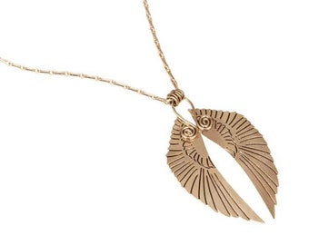 Gold Wing Long Necklace, Phoenix Bird Necklace, Gold Wing Necklace, Gold Phoenix Pendant Necklace, Long Boho Necklace,Long Layering Necklace