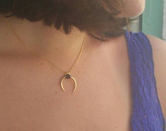 Gold Crescent Moon Necklace, Gold Tusk Necklace, Gold moon pendant, Moon Crescent Necklace, Gold Crescent Necklace, Double Horn Necklace..