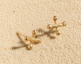Gold X Earrings, X Stud Earrings, Solid Gold Jewelry, Unique Gold Jewelry, Everyday Stud Earrings, Unique Gold Stud Earrings, Modern Earring