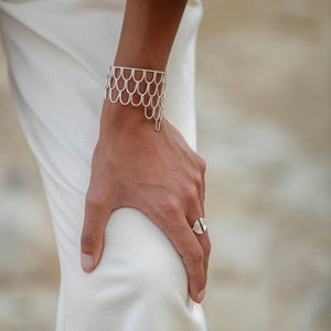 Wide Silver Cuff Bracelet, Large Bracelet, Protection Jewelry for Women, Protection Bracelet, 925 Silver Cuff Bracelet,Snake Scales Bracelet