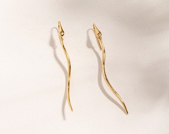 Long Gold Earrings, Minimalist Statement Jewelry, Long Minimalist Earrings, Long Dainty Earrings, Extra Long Earrings, Long Elegant Earrings