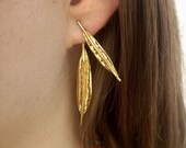 Rose Gold Ear Jacket Earrings, Front Back Earrings, Double Sided Earrings, Two Sided Earrings, Gold Leaf Leaves Earrings, Israel Jewelry