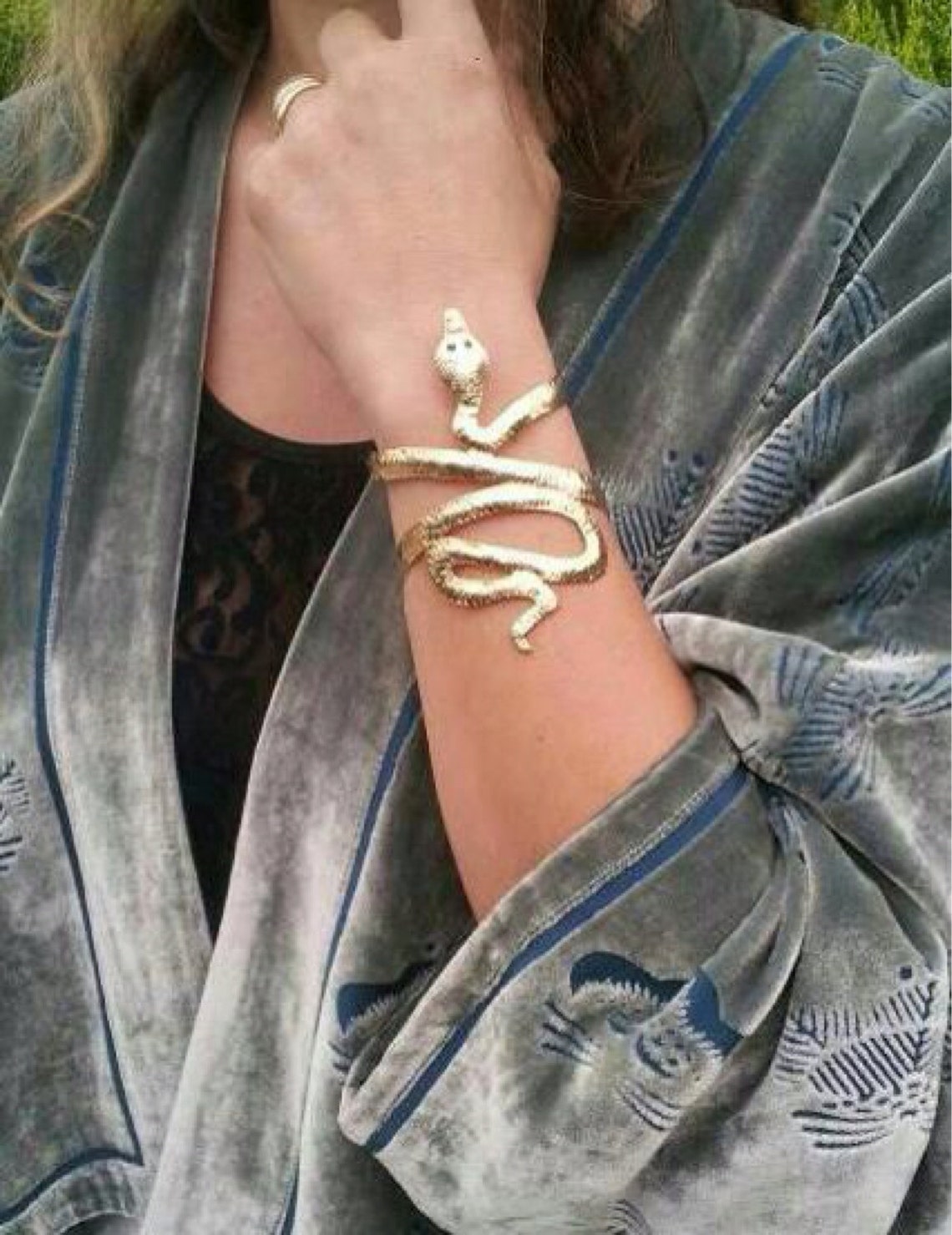 Snake Bracelet Gold Snake Arm Cuff Metalwork Serpent Arm Etsy