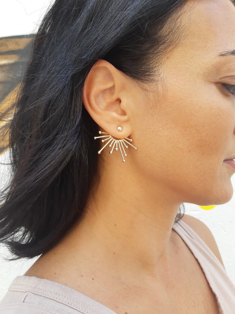 Gold Ear Jacket Earrings Edgy Earrings for Women Large Gold Etsy