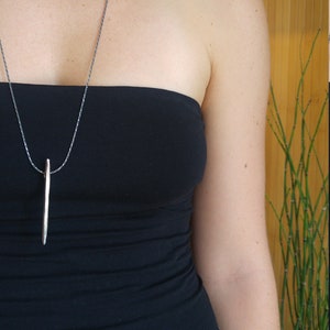 Pod Necklace, Minimalist Long Necklace, Nature Inspired Necklace, Black Chain Necklace, Simple long Bar Pendant Necklace,Layering Necklaces image 10