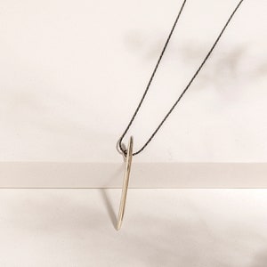 Pod Necklace, Minimalist Long Necklace, Nature Inspired Necklace, Black Chain Necklace, Simple long Bar Pendant Necklace,Layering Necklaces Sterling silver