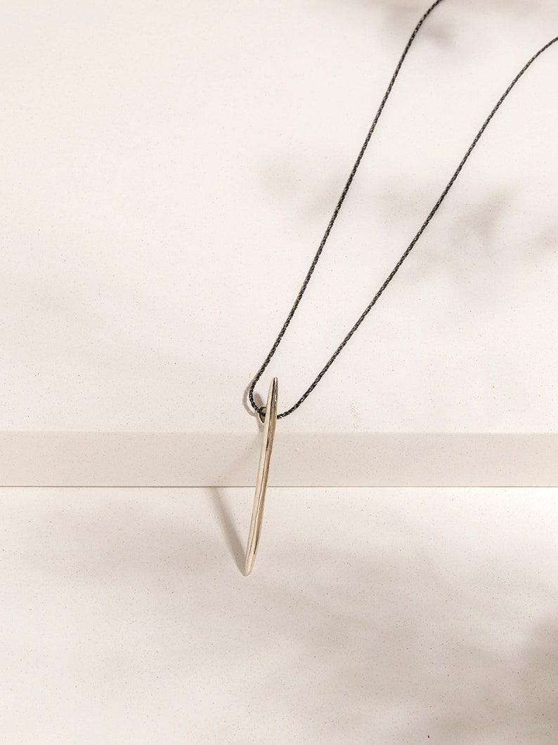 Pod Necklace, Minimalist Long Necklace, Nature Inspired Necklace, Black Chain Necklace, Simple long Bar Pendant Necklace,Layering Necklaces Sterling silver