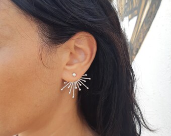 ★MIDNIGHT MOMENT.★ [Exclusive] bumpy love ear jacket earri Ear Jacket Earrings Silver, Large Earrings Sterling Silver