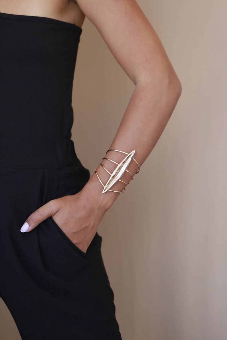 Statement Cuff Bracelet Wide Gold Cuff Bracelet Nature Etsy