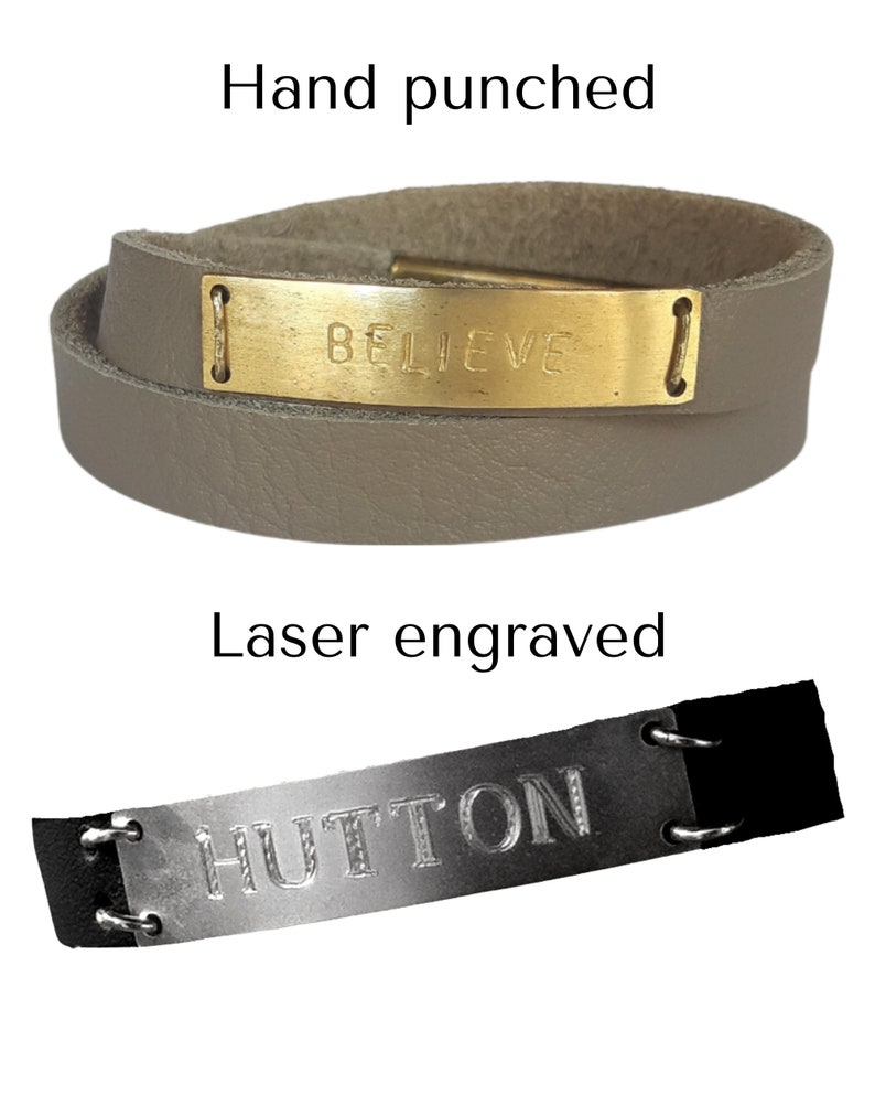 Custom Mens Leather Bracelet. Personalized Bracelet for men. Engraved Bracelet. Leather and Brass Bracelet. Bar Bracelet. Gift for men image 10
