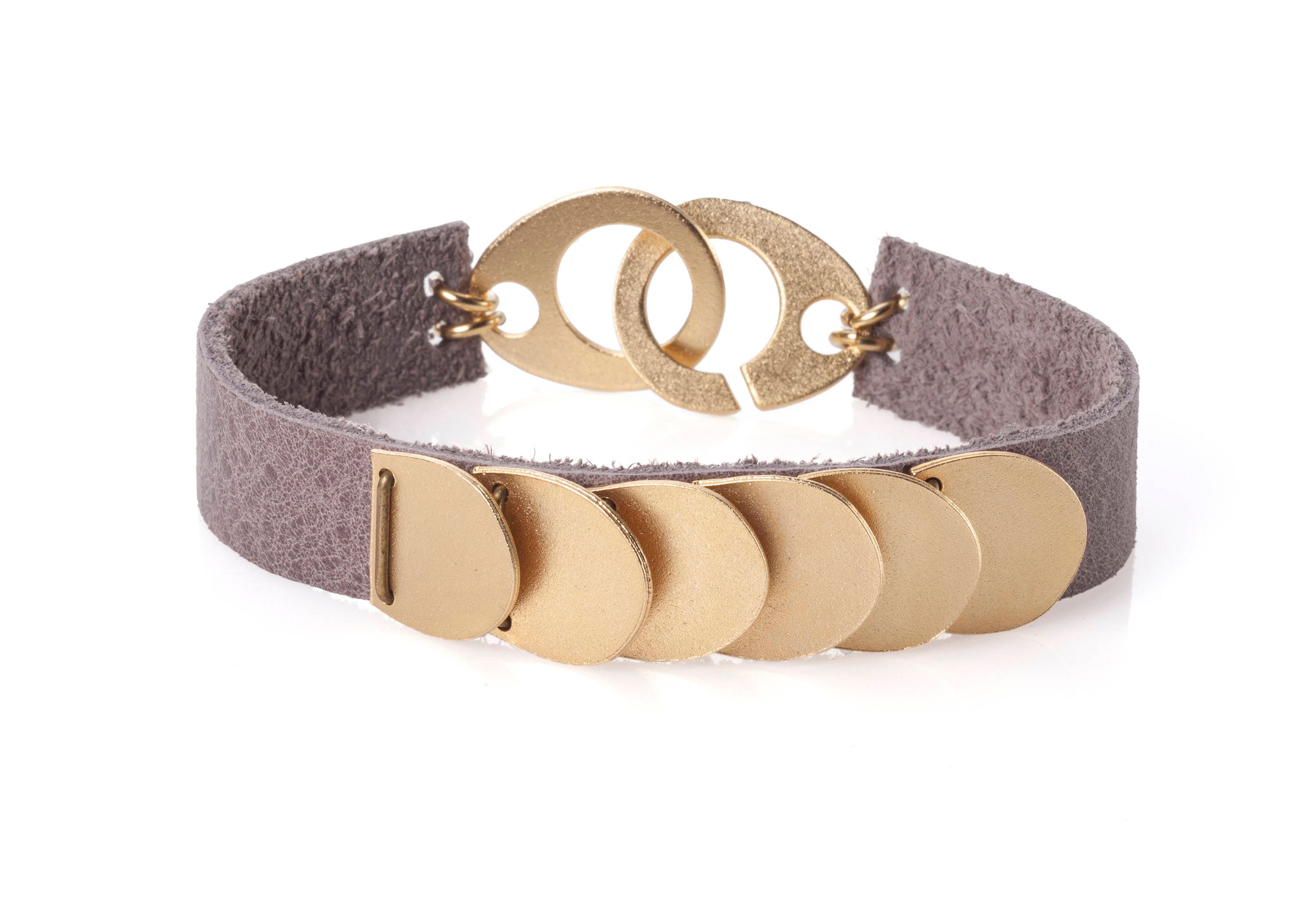 Trésors de St Barth - Unisex leather and gold bracelet from St Barth