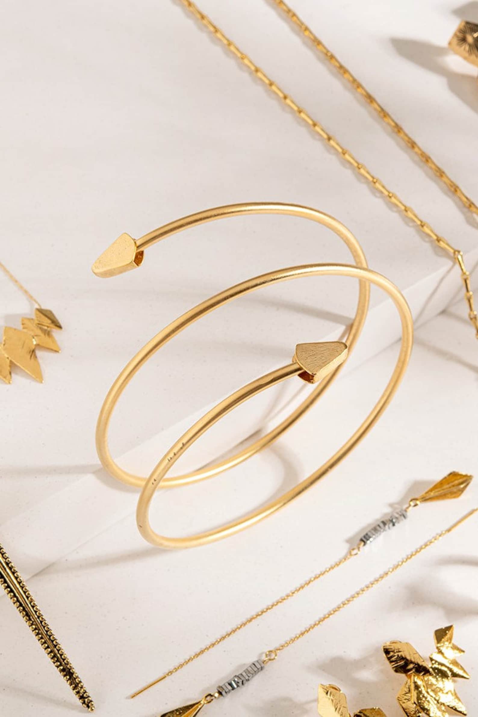 Gold Upper Arm Cuff Bracelet Arrow Bracelet Arrow Armband Etsy