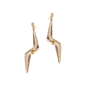 Twist Earrings Gold, Unique Long Earrings, Long Dangle Earrings, Statement Gold Earrings, Gold Leaves Earrings, Unique Wedding Earrings Gold plated