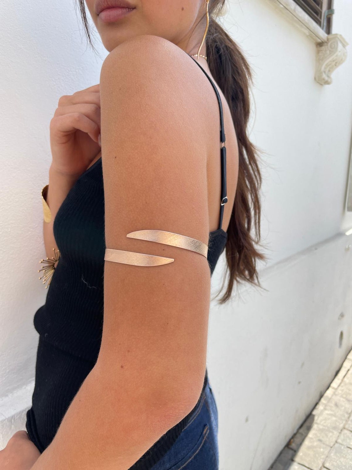 Griekse bovenarm armband Rose Gold Bovenarm Band Gold Upper Etsy