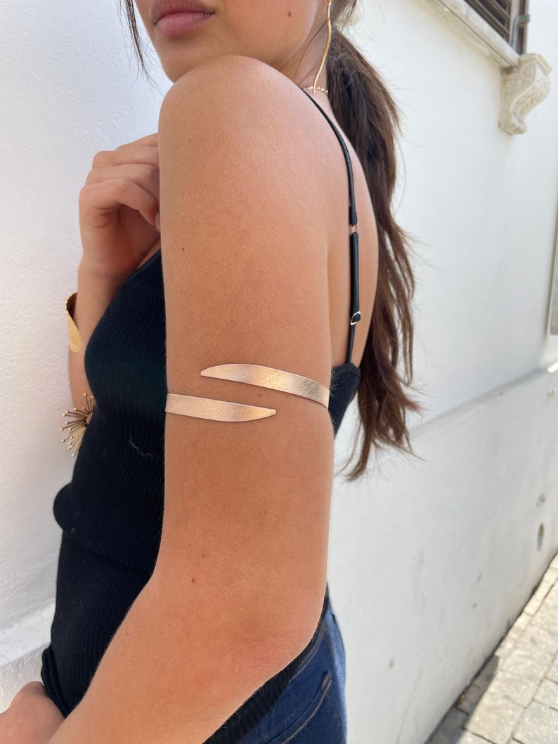 Greek Upper arm bracelet, Rose Gold Upper Arm Band, Gold Upper Arm Cuff Bracelet, Summer Jewelry Trend, Boho Arm Cuff,Bohemian arm bracelets image 7