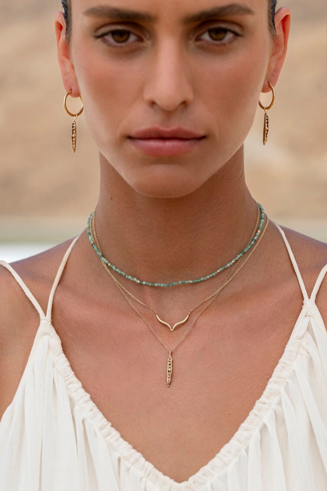 Emeralds Beads Necklace, 14k Gold Emerald Necklace, Emerald Choker