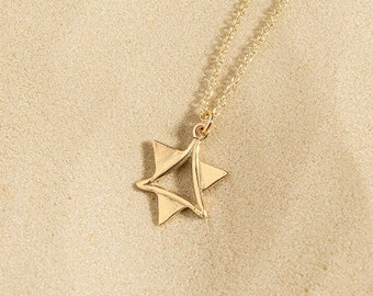 14k Gold Star of David Necklace, Magen David Necklace, 14k Gold Judaica Necklace, Jewish Jewelry, Made in Israel, Religious Necklace, Unique