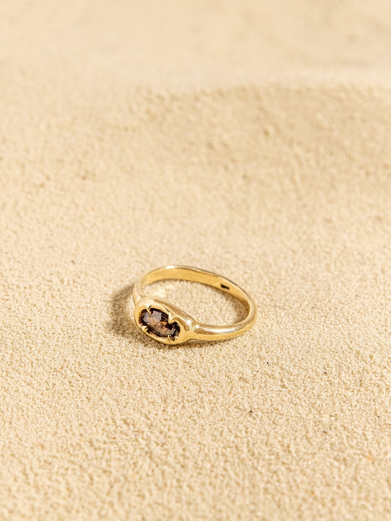 Unique 14k Gold Diamond Ring, Solid Gold Jewelry, Unique Solid Gold Ring for Woman, Raw Diamond Ring, Diamond Wrap Ring, Bezel Diamond Ring image 6