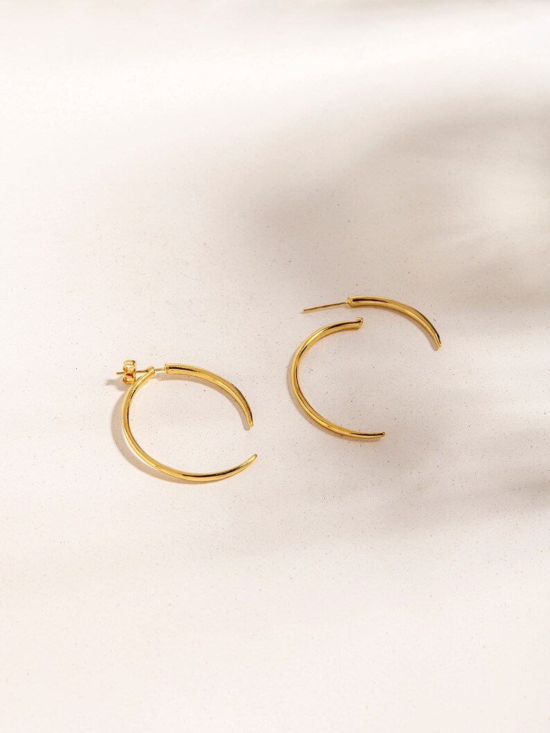 Unique Statement Earrings, Unique Hoop Earrings, Contemporary Jewelry, Open Hoop Earrings, Unique Gold Hoop Earrings, Hoop Jacket Earrings image 2