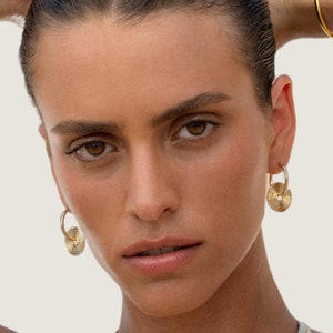 Spiral Hoop Earrings, Boho Bridal Jewelry, Gold Hoop Earrings, Dangle Hoop Spiral Earrings, Celestial Jewelry, Gold Filled Hoops for Women