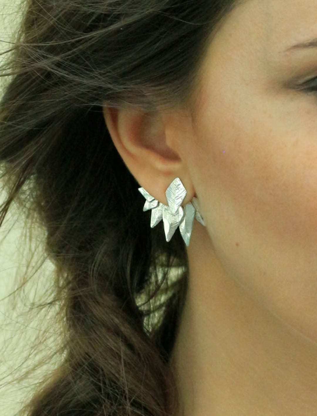 Ear jacket earrings silver Clearance