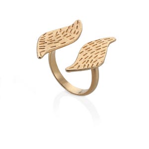 Gold wings ring, open ring gold, gold angel wing ring, guardian angel ring, gold statement ring, guardian angel ring, angel wings ring gold Gold Plated