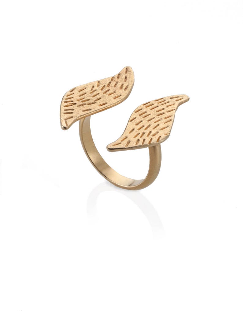 Gold wings ring, open ring gold, gold angel wing ring, guardian angel ring, gold statement ring, guardian angel ring, angel wings ring gold Gold Plated