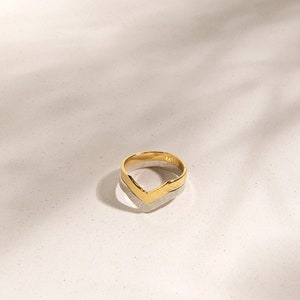Gold and Silver Ring Set, 2 Ring Set, V Ring, Minimalist Ring Set, Chevron Stacking Ring, Geometric Ring Set, Dainty Ring Set for Women image 6