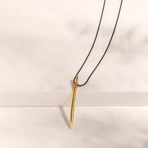 Pod Necklace, Minimalist Long Necklace, Nature Inspired Necklace, Black Chain Necklace, Simple long Bar Pendant Necklace,Layering Necklaces Gold plated