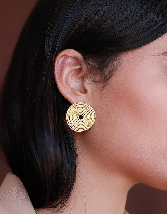 Orecchini A Cerchio Dorati Boho - Spirale Vintage Grande Per Donna