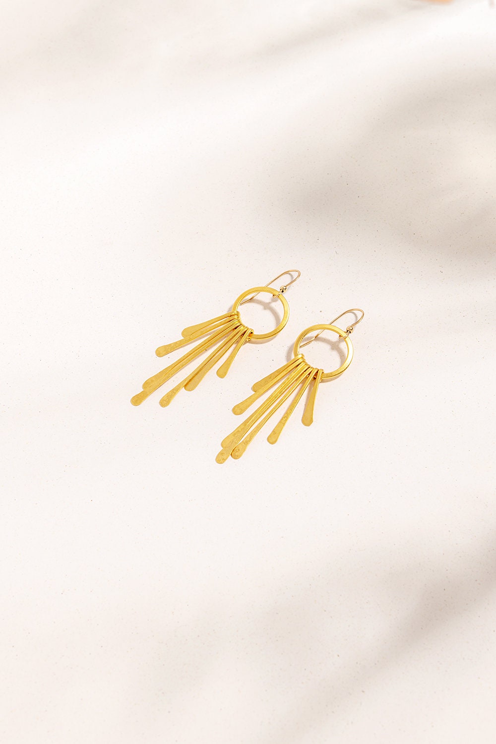 Gold Tassel Earrings Tiered Tassel Earrings Gold Long Etsy